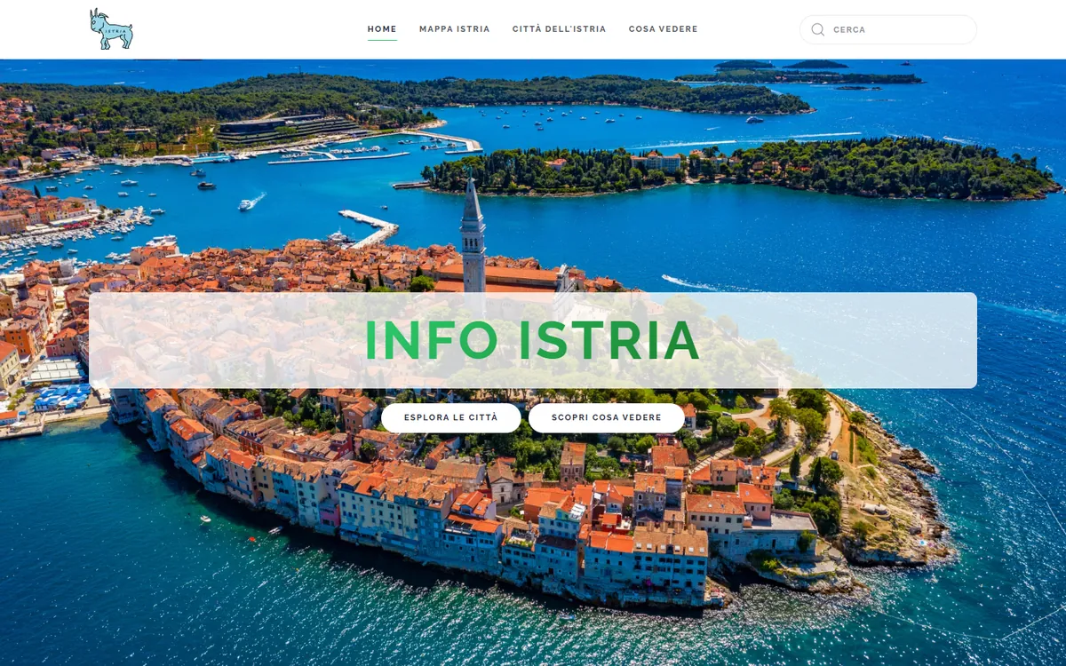 Schermata del sito Info Istria